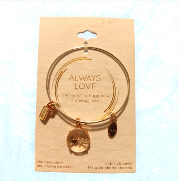 Unwritten Jewelry - NEW 14k Gold-plated Charms w/SS Unwritten "Always Love" Charm Bracelet